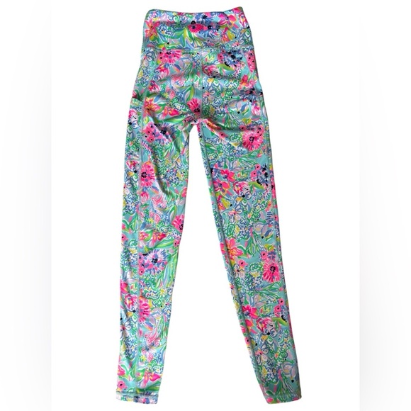 Lilly Pulitzer Leggings Weekender High Rise Alligator Asile Amalfi Blue Floral. - Picture 5 of 6